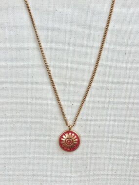 Julie Vos Soleil Solitaire Necklace in Coral